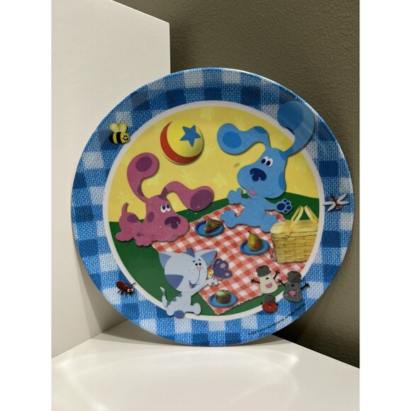 Blue’s Clues Vintage Plate Zak Designs 2002 Blue Magenta Mrs & Mr Pepper Lunch - Picture 1 of 5